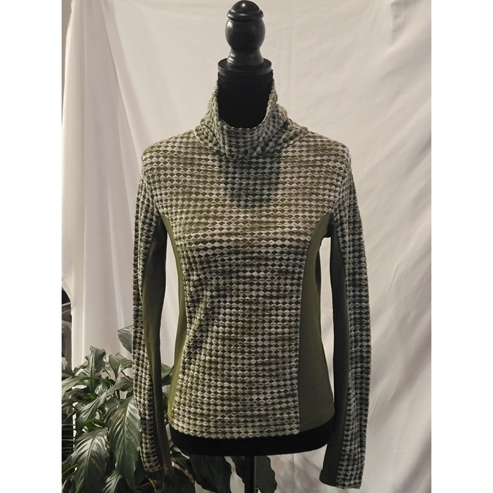 Nike Pro Hyperwarm Womens Small Olive Green Geometric Diamond Turtleneck Top